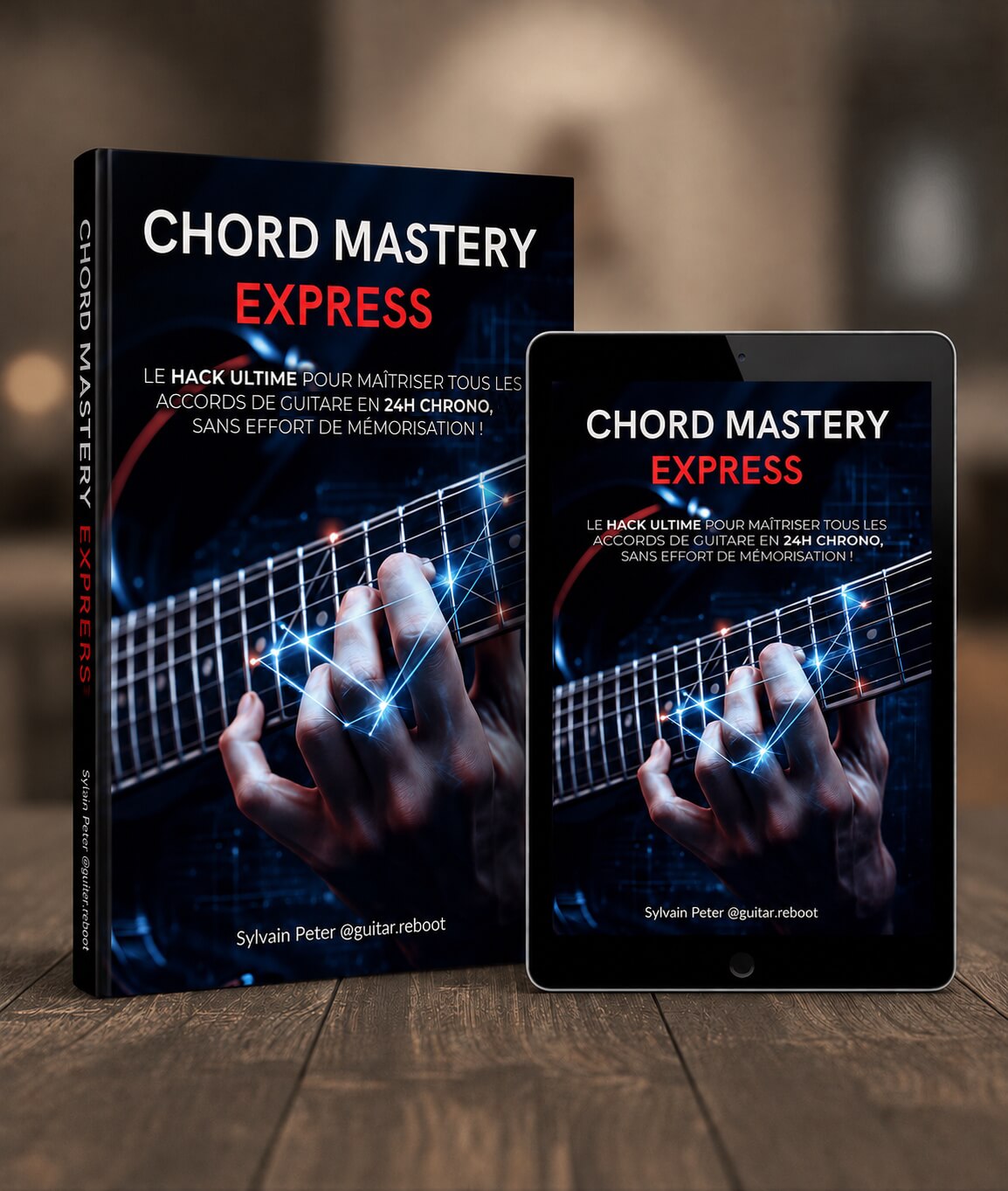 Couverture de la méthode Chord Mastery Express pour apprendre les accords de guitare facilement